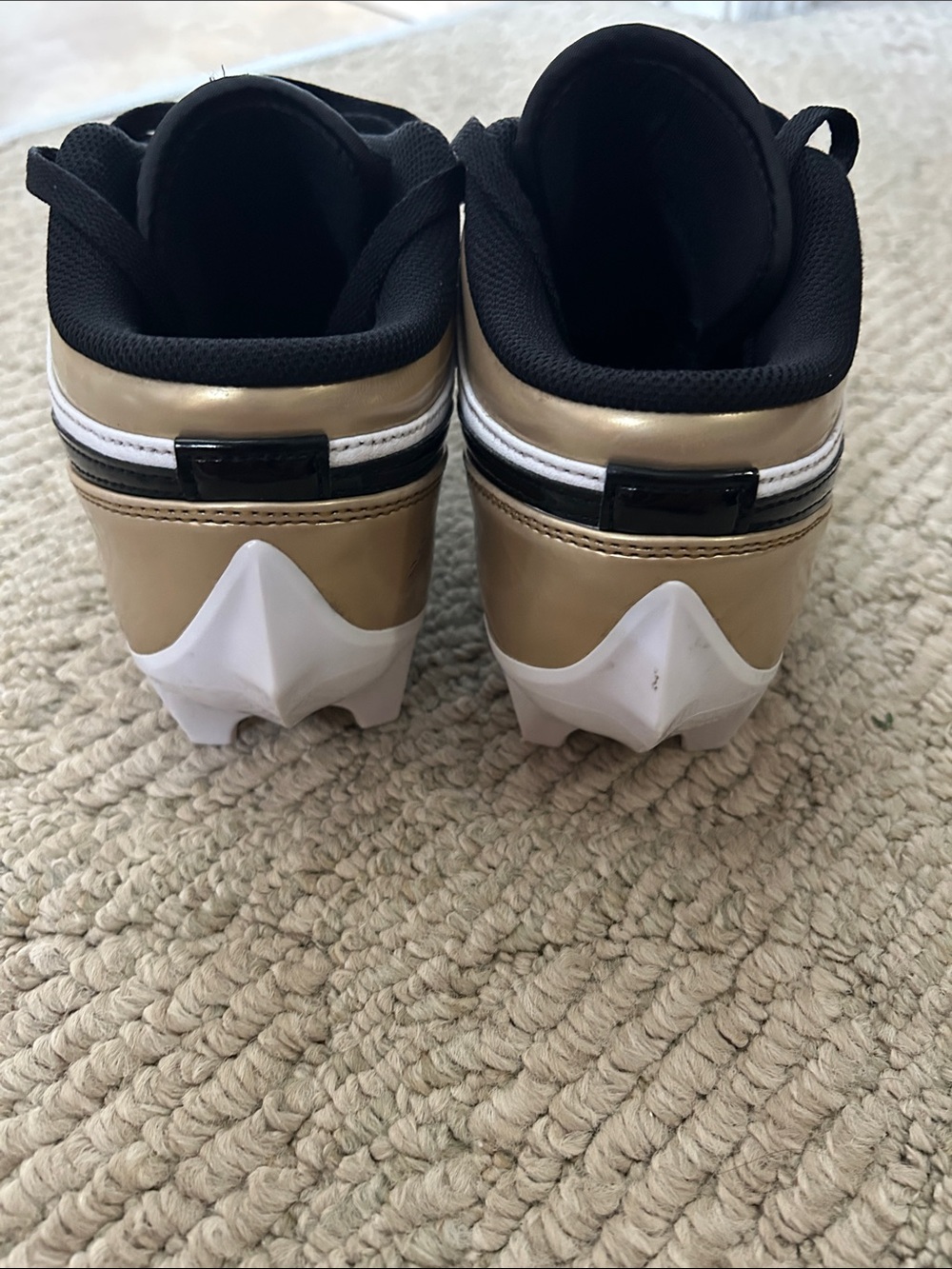 Nike Air Jordan 1 Low Cleat - White Black Gold - Picture 9 of 14